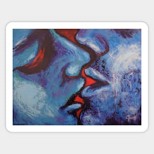 Lovers - Kiss In Blue And Red Sticker